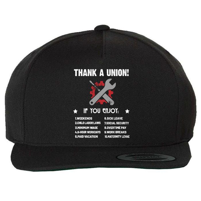 Thank A Union Union Strong Labor Union Union Thug Wool Snapback Cap