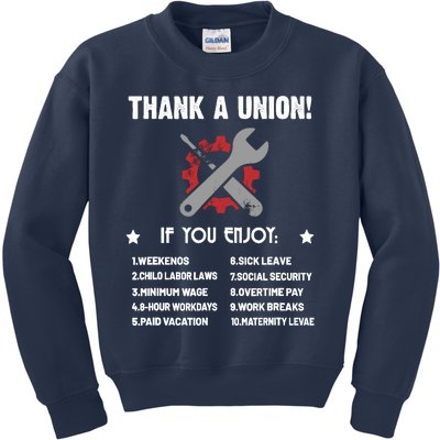 Thank A Union Union Strong Labor Union Union Thug Kids Sweatshirt