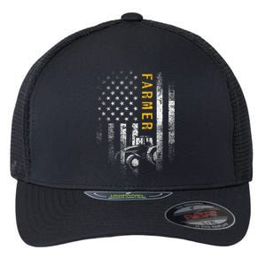 Tractor American Usa Flag Funny Farmer Rancher Gifts Farming Flexfit Unipanel Trucker Cap