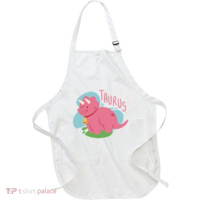 Taurus Dinosaur Full-Length Apron With Pockets