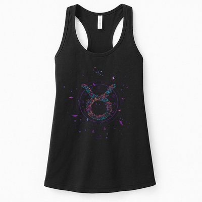 Taurus Floral Zodiac Womens Tank Top