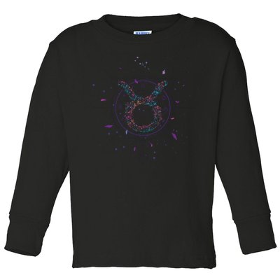 Taurus Floral Zodiac Toddler Long Sleeve Shirt