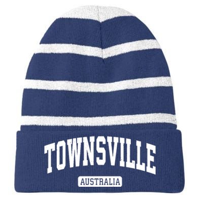 Townsville Australia Vintage Sports Design Striped Beanie with Solid Band