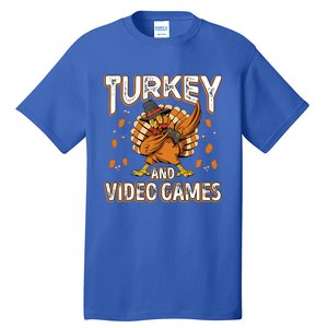 Turkey And Video Games Thanksgiving Gamer Gift Tall T-Shirt