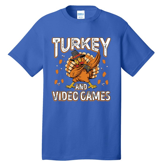 Turkey And Video Games Thanksgiving Gamer Gift Tall T-Shirt