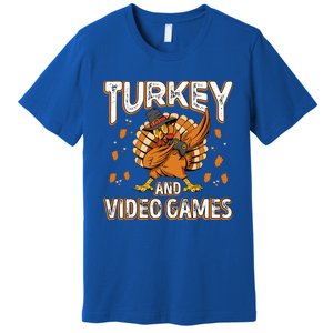 Turkey And Video Games Thanksgiving Gamer Gift Premium T-Shirt