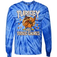 Turkey And Video Games Thanksgiving Gamer Gift Tie-Dye Long Sleeve Shirt