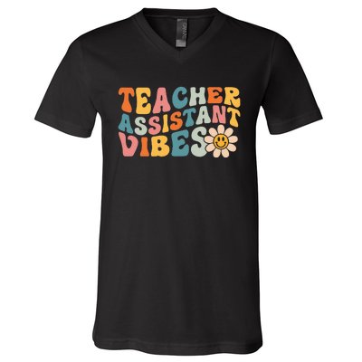 Teacher Assistant Vibes School Teacher Assistant V-Neck T-Shirt