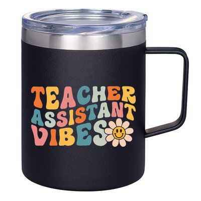 Teacher Assistant Vibes School Teacher Assistant 12oz Stainless Steel Coffee Mug