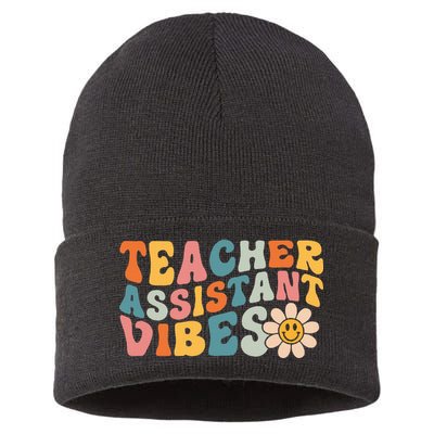 Teacher Assistant Vibes School Teacher Assistant Sustainable Knit Beanie