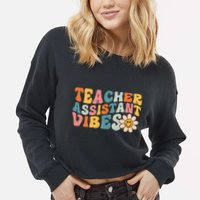 Teacher Assistant Vibes School Teacher Assistant Cropped Pullover Crew