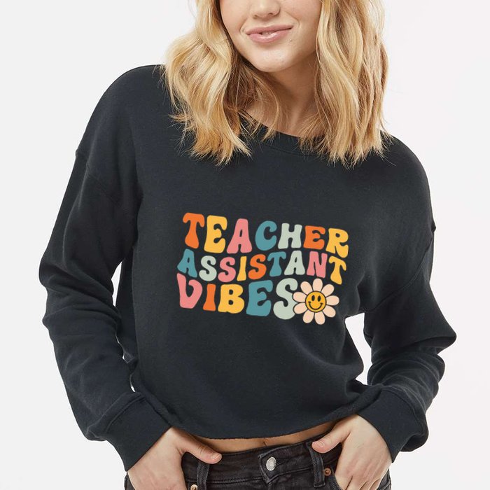 Teacher Assistant Vibes School Teacher Assistant Cropped Pullover Crew