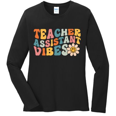 Teacher Assistant Vibes School Teacher Assistant Ladies Long Sleeve Shirt
