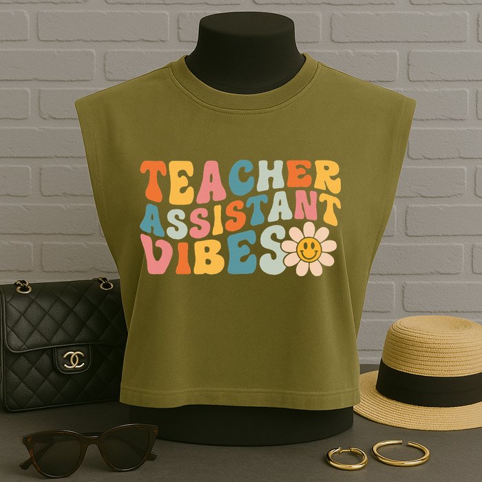 Teacher Assistant Vibes School Teacher Assistant Garment-Dyed Women's Muscle Tee