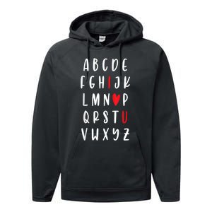 Teacher Alphabet ValentineS Performance Fleece Hoodie