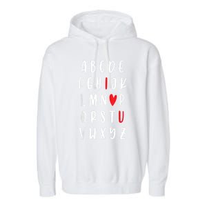 Teacher Alphabet ValentineS Garment-Dyed Fleece Hoodie