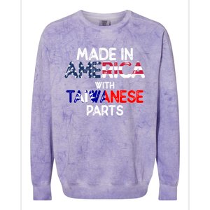 Taiwanese American With Flags Distressed Meaningful Gift Colorblast Crewneck Sweatshirt