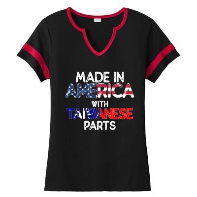 Taiwanese American With Flags Distressed Meaningful Gift Ladies Halftime Notch Neck Tee