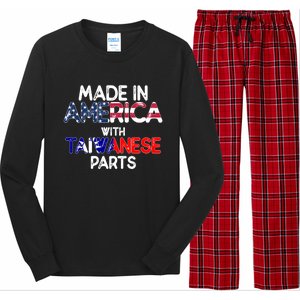 Taiwanese American With Flags Distressed Meaningful Gift Long Sleeve Pajama Set