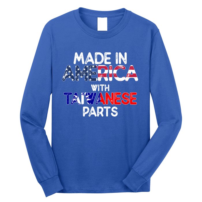 Taiwanese American With Flags Distressed Meaningful Gift Long Sleeve Shirt