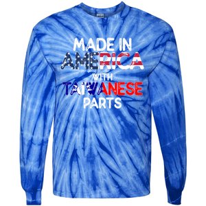 Taiwanese American With Flags Distressed Meaningful Gift Tie-Dye Long Sleeve Shirt