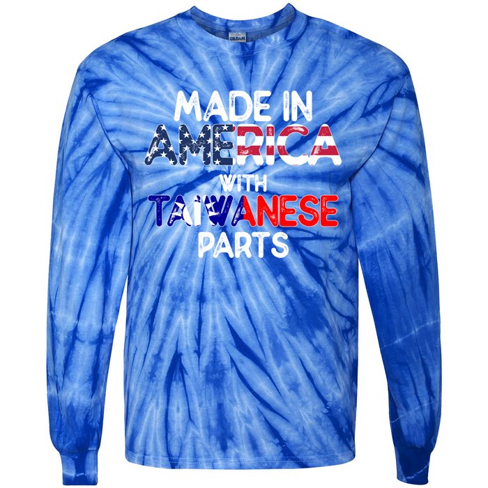 Taiwanese American With Flags Distressed Meaningful Gift Tie-Dye Long Sleeve Shirt