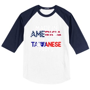 Taiwanese American With Flags Distressed Meaningful Gift Baseball Sleeve Shirt