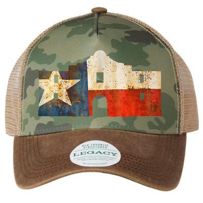 Texas Alamo Wrapped In A Rustic Texas Flag Legacy Tie Dye Trucker Hat