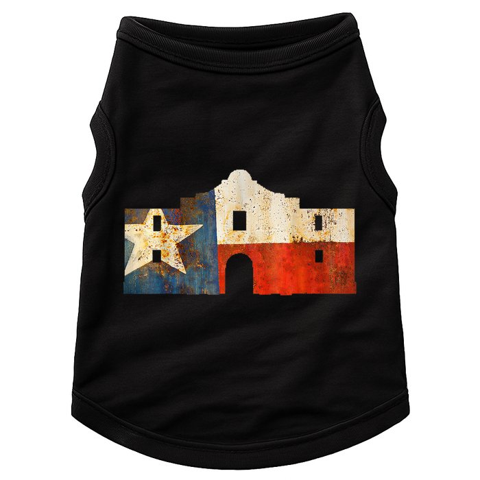 Texas Alamo Wrapped In A Rustic Texas Flag Doggie Tank