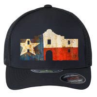 Texas Alamo Wrapped In A Rustic Texas Flag Flexfit Unipanel Trucker Cap