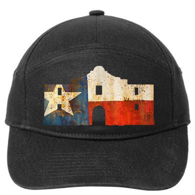 Texas Alamo Wrapped In A Rustic Texas Flag 7-Panel Snapback Hat