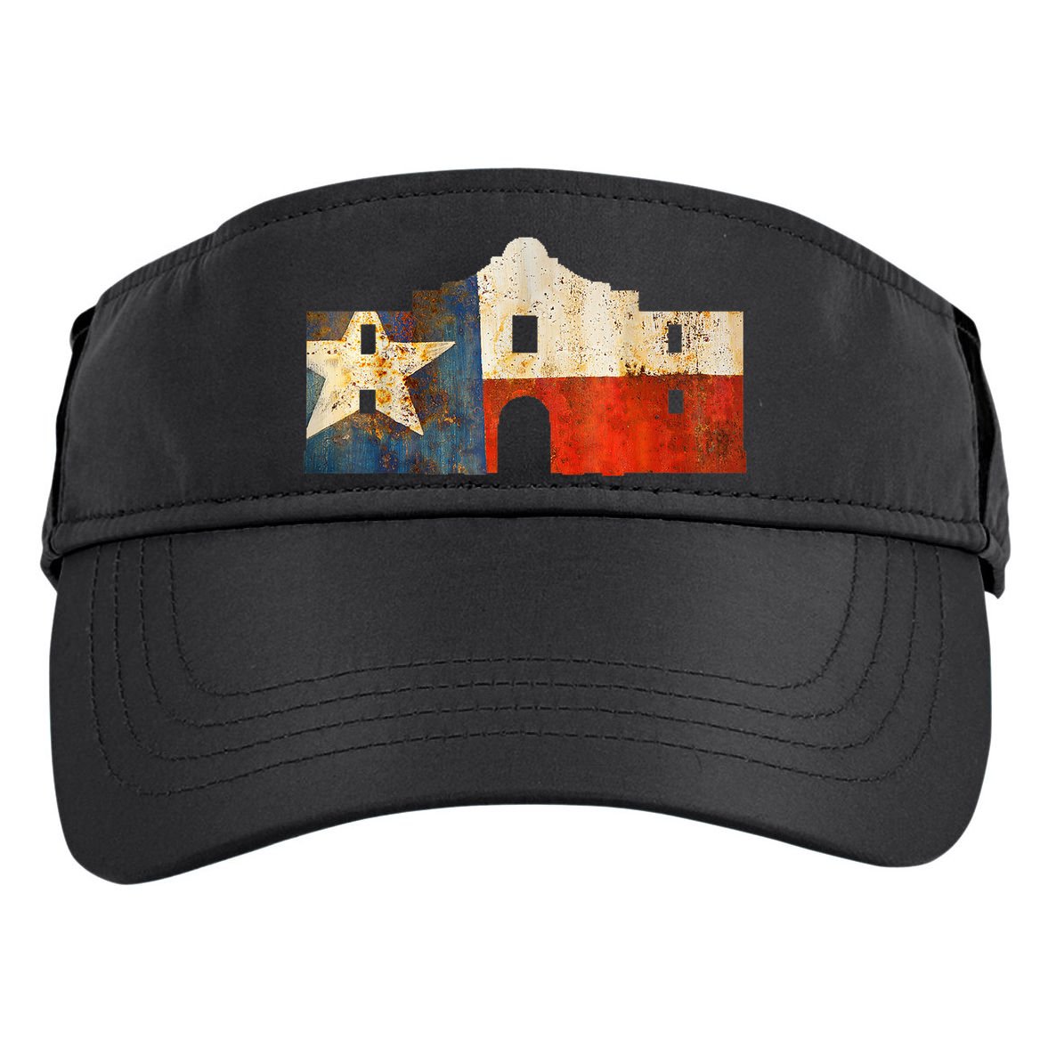 Texas Alamo Wrapped In A Rustic Texas Flag Adult Drive Performance Visor