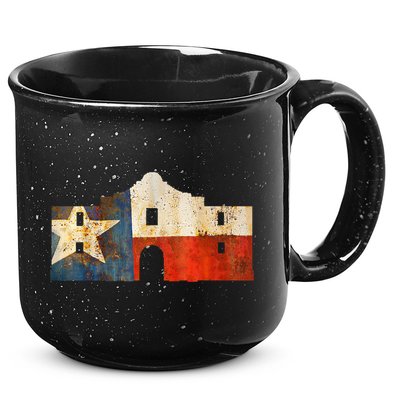 Texas Alamo Wrapped In A Rustic Texas Flag 15oz Campfire Ceramic Mug