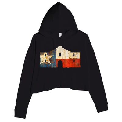 Texas Alamo Wrapped In A Rustic Texas Flag Crop Fleece Hoodie