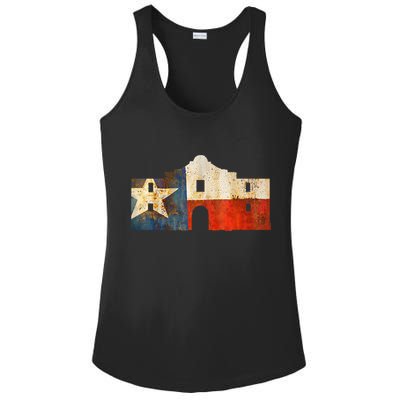 Texas Alamo Wrapped In A Rustic Texas Flag Ladies PosiCharge Competitor Racerback Tank