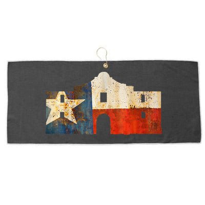 Texas Alamo Wrapped In A Rustic Texas Flag Large Microfiber Waffle Golf Towel