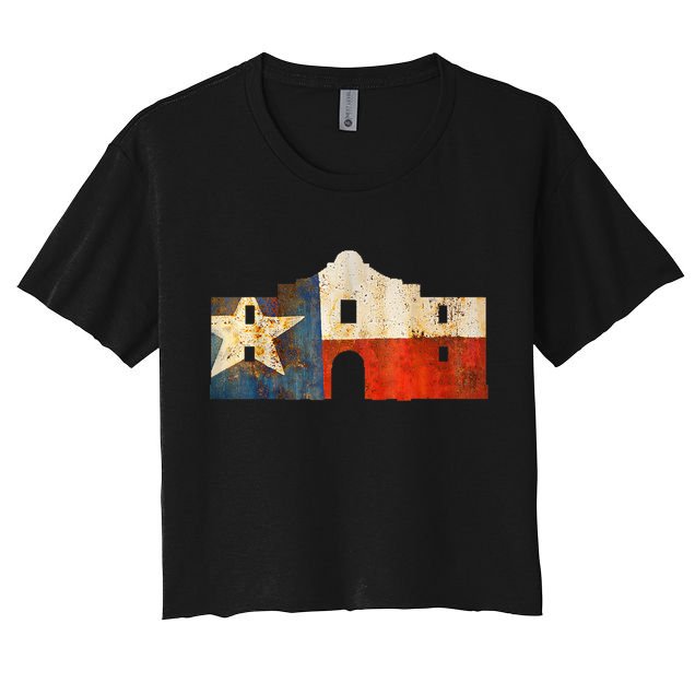 Texas Alamo Wrapped In A Rustic Texas Flag Crop Top