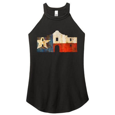 Texas Alamo Wrapped In A Rustic Texas Flag Women's Perfect Tri Rocker Tank