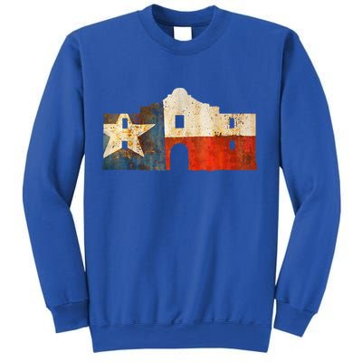 Texas Alamo Wrapped In A Rustic Texas Flag Sweatshirt