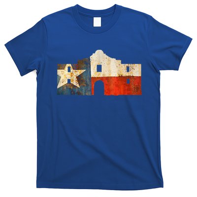 Texas Alamo Wrapped In A Rustic Texas Flag T-Shirt