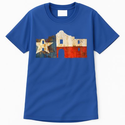 Texas Alamo Wrapped In A Rustic Texas Flag Tall T-Shirt
