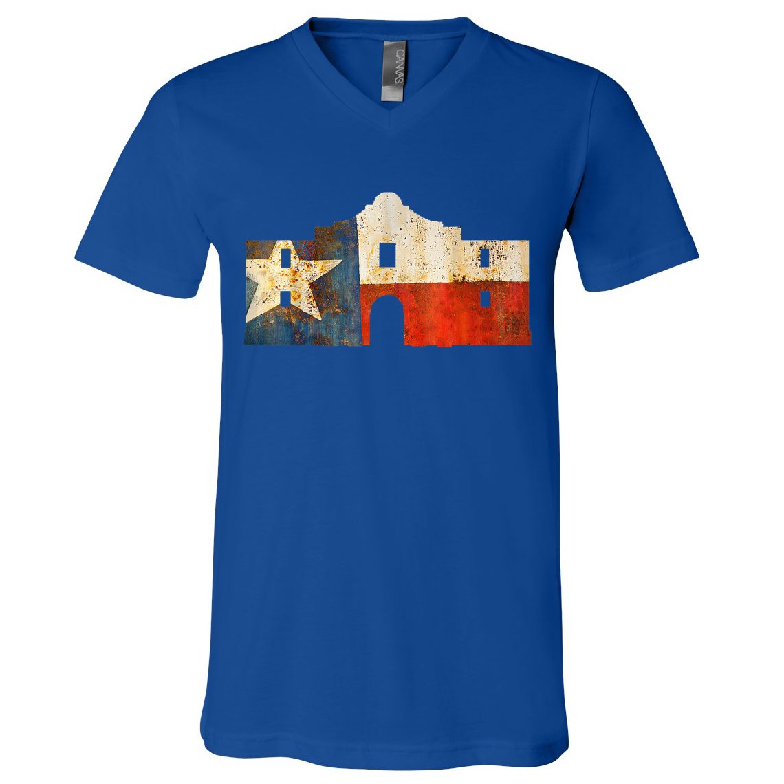 Texas Alamo Wrapped In A Rustic Texas Flag V-Neck T-Shirt