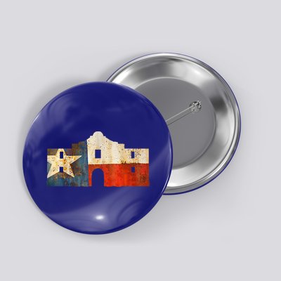 Texas Alamo Wrapped In A Rustic Texas Flag Button