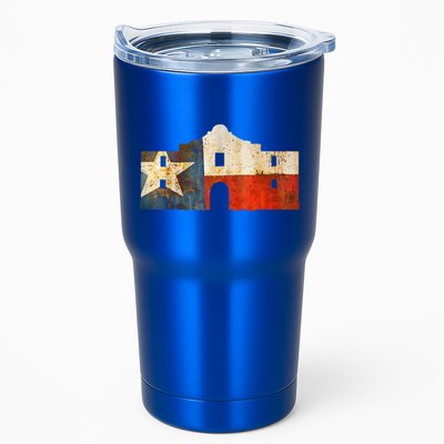 Texas Alamo Wrapped In A Rustic Texas Flag Tumbler