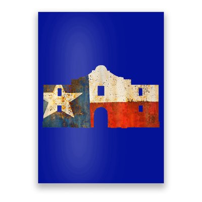 Texas Alamo Wrapped In A Rustic Texas Flag Poster