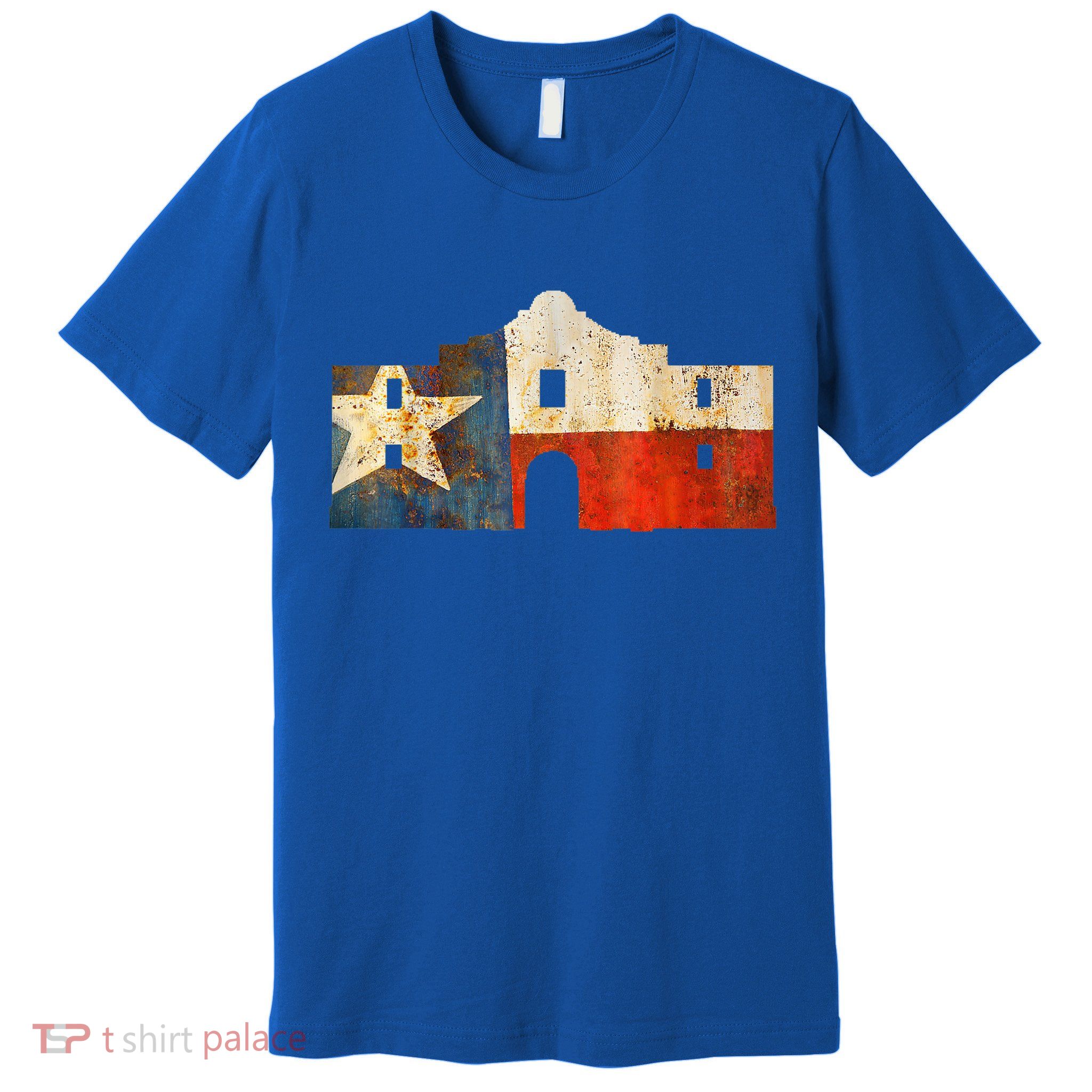 Texas Alamo Wrapped In A Rustic Texas Flag Premium T-Shirt