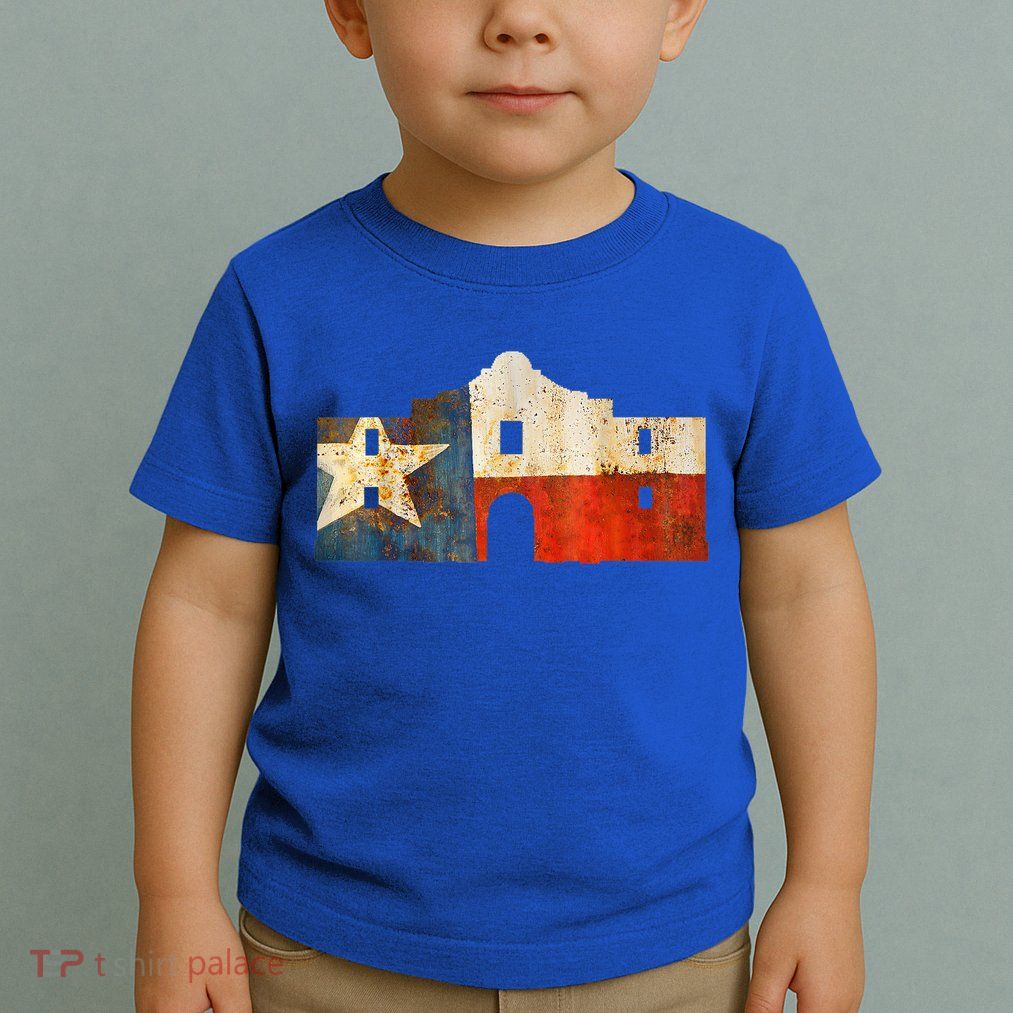 Texas Alamo Wrapped In A Rustic Texas Flag Toddler T-Shirt