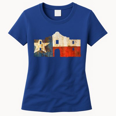 Texas Alamo Wrapped In A Rustic Texas Flag Womens T-Shirt