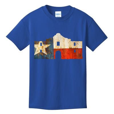 Texas Alamo Wrapped In A Rustic Texas Flag Kids T-Shirt