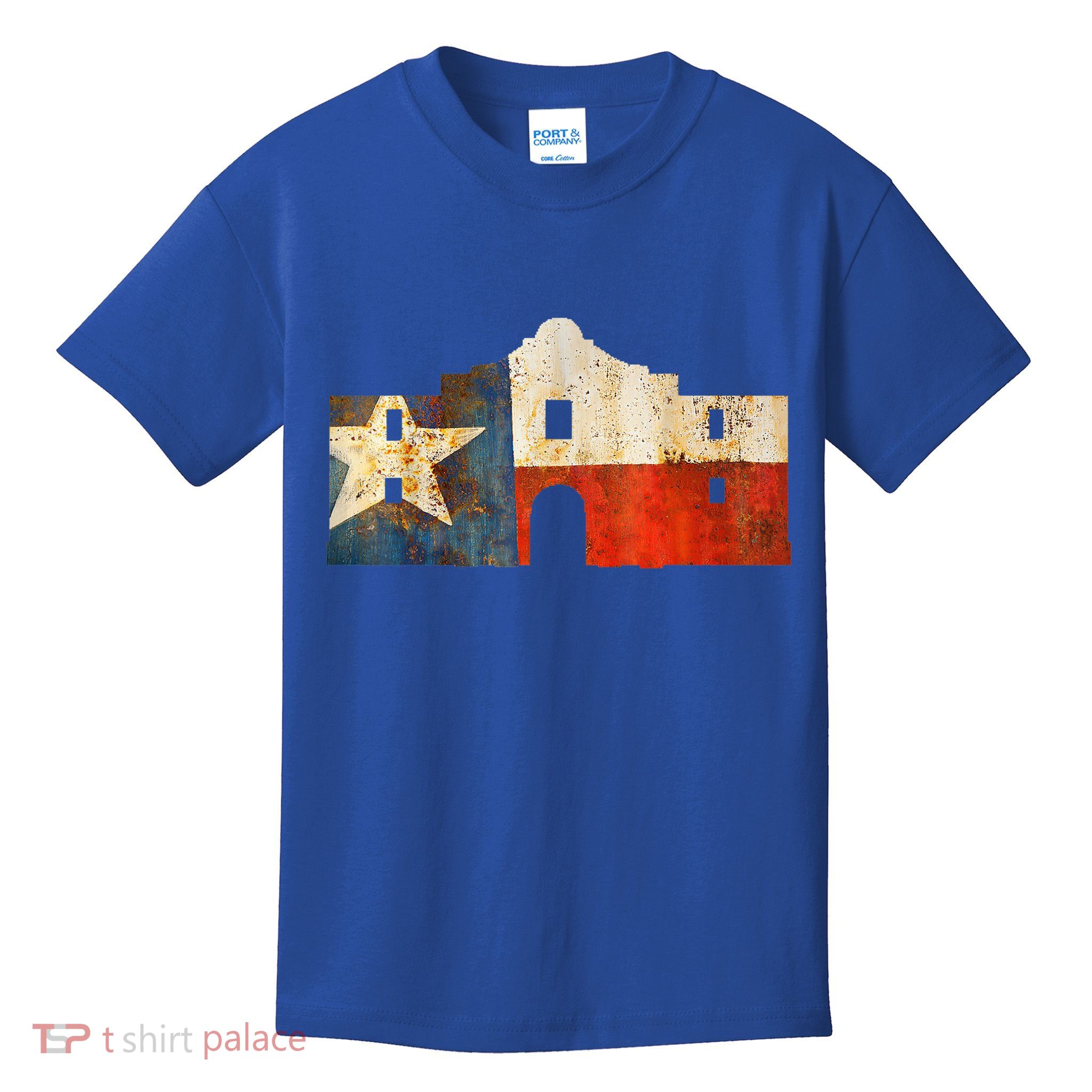 Texas Alamo Wrapped In A Rustic Texas Flag Kids T-Shirt